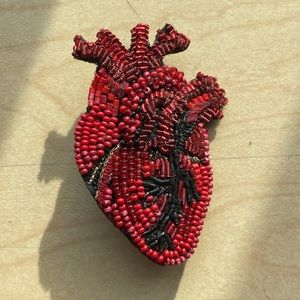Heart Embroidered and Beaded Pin